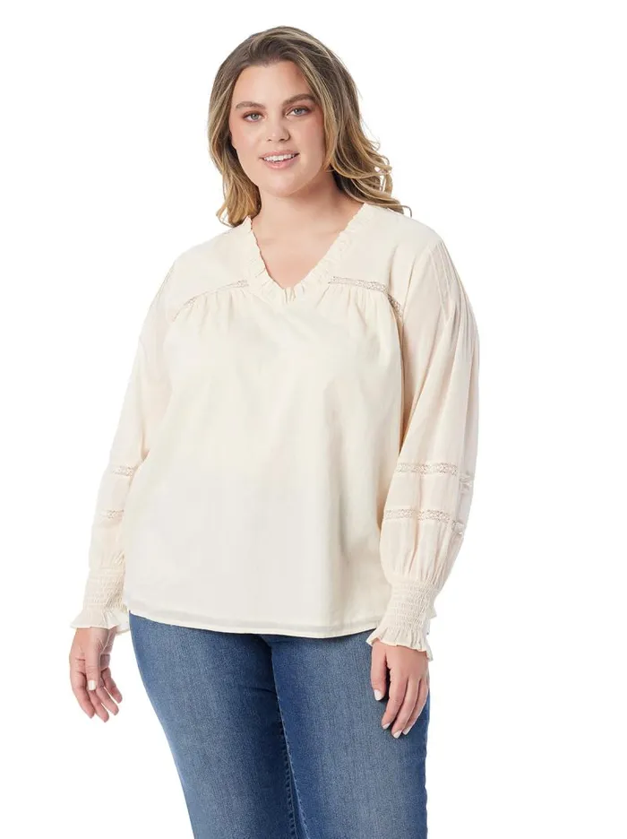 Women Jessica Simpson Tops and Tees Milla Ruffle Top In Parchment