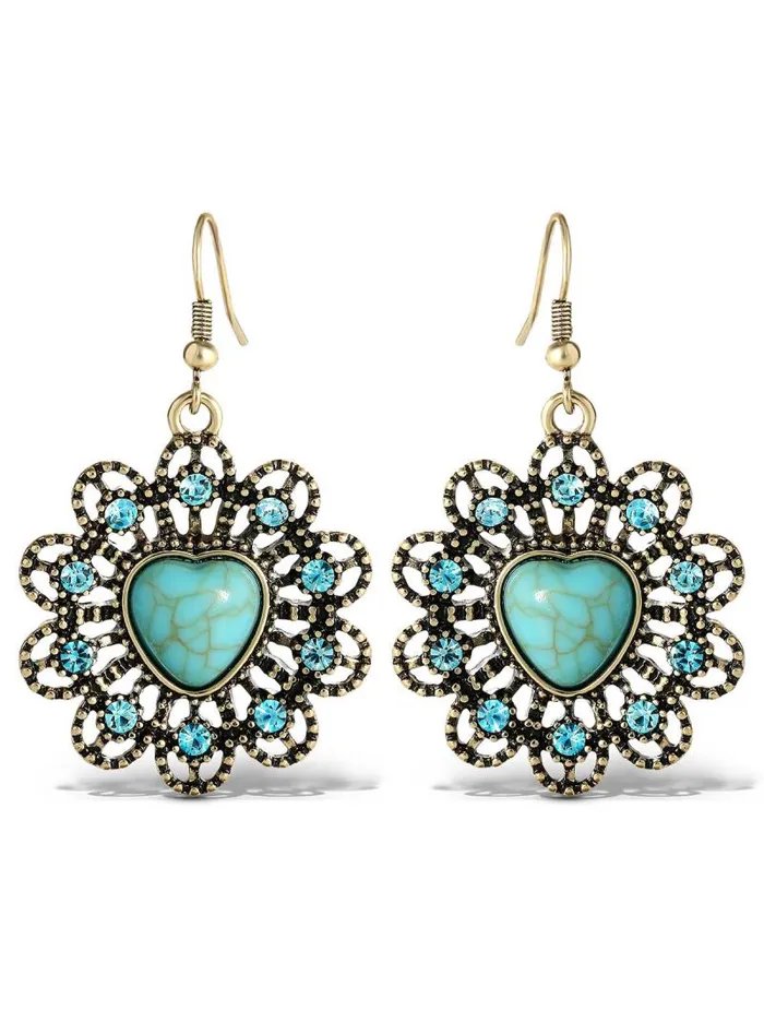 Women Jessica Simpson Turquoise Collection Turquoise Stone Ornate Heart Earrings Women Jessica Simpson Turquoise Collection Turquoise Stone Ornate Heart Earrings