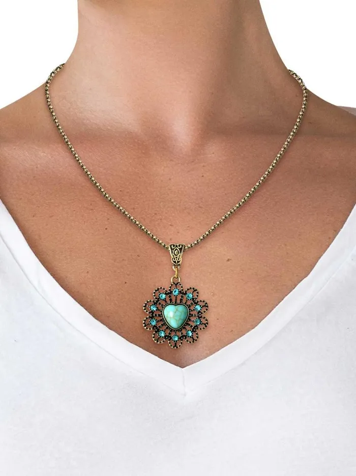 Women Jessica Simpson Turquoise Collection Turquoise Stone Ornate Necklace