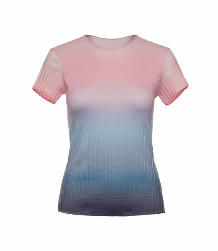Women KSwiss TShirts and Tops PLEATED SS CREW Silverlake Blue