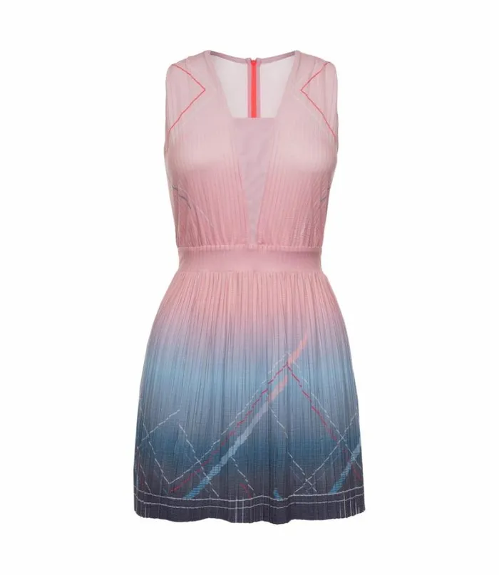 Women KSwiss Tennis and Pickleball DEEP V PLEATED DRESS Silverlake Blue