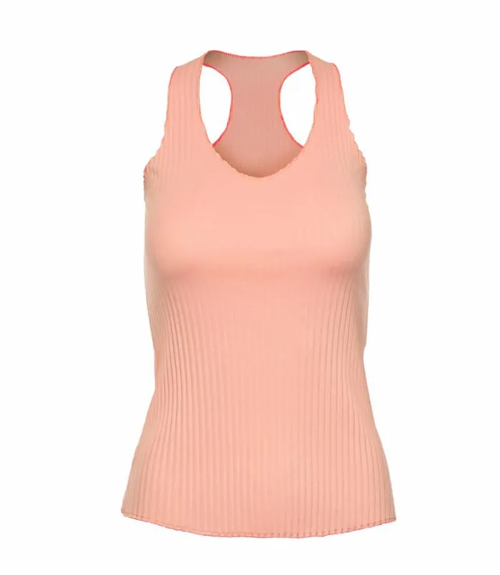 Women KSwiss Tennis PLEATED VNECK TANK Peach