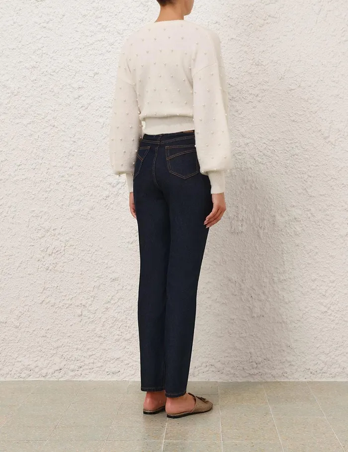 Women Knitwear Zimmermann Crush Beaded Cardigan Ivorypearl