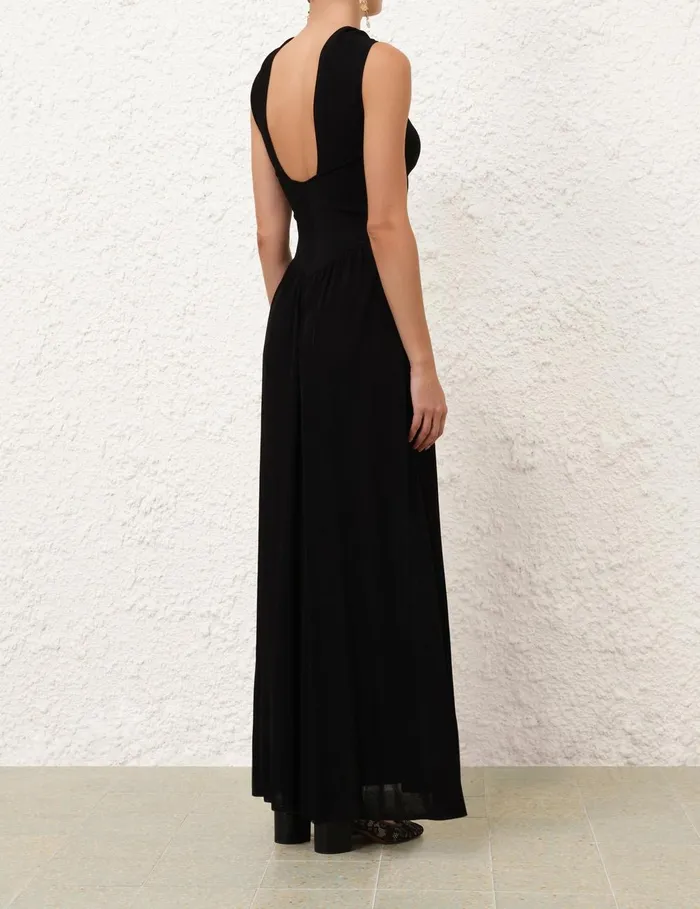 Women Knitwear Zimmermann Crush Halter Neck Midi Dress Black