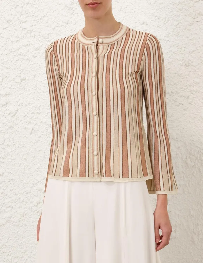 Women Knitwear Zimmermann Crush Metallic Stripe Cardigan Multi