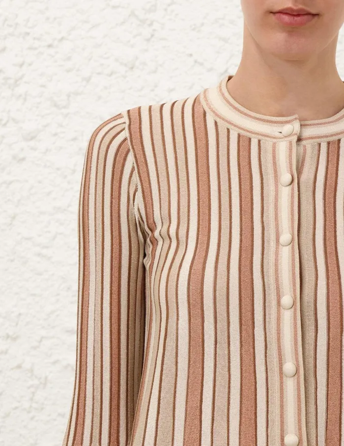 Women Knitwear Zimmermann Crush Metallic Stripe Cardigan Multi