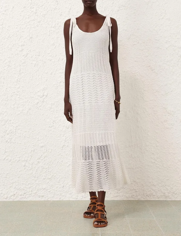 Women Knitwear Zimmermann Lightburst Textured Dress Ivory