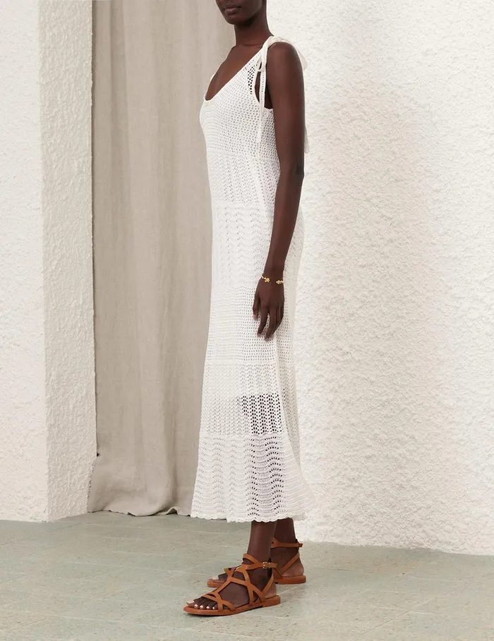 Women Knitwear Zimmermann Lightburst Textured Dress Ivory