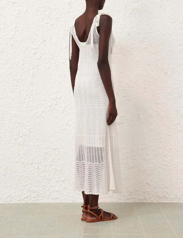 Women Knitwear Zimmermann Lightburst Textured Dress Ivory