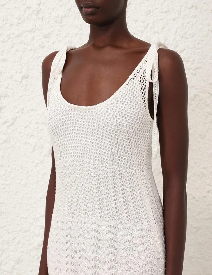 Women Knitwear Zimmermann Lightburst Textured Dress Ivory