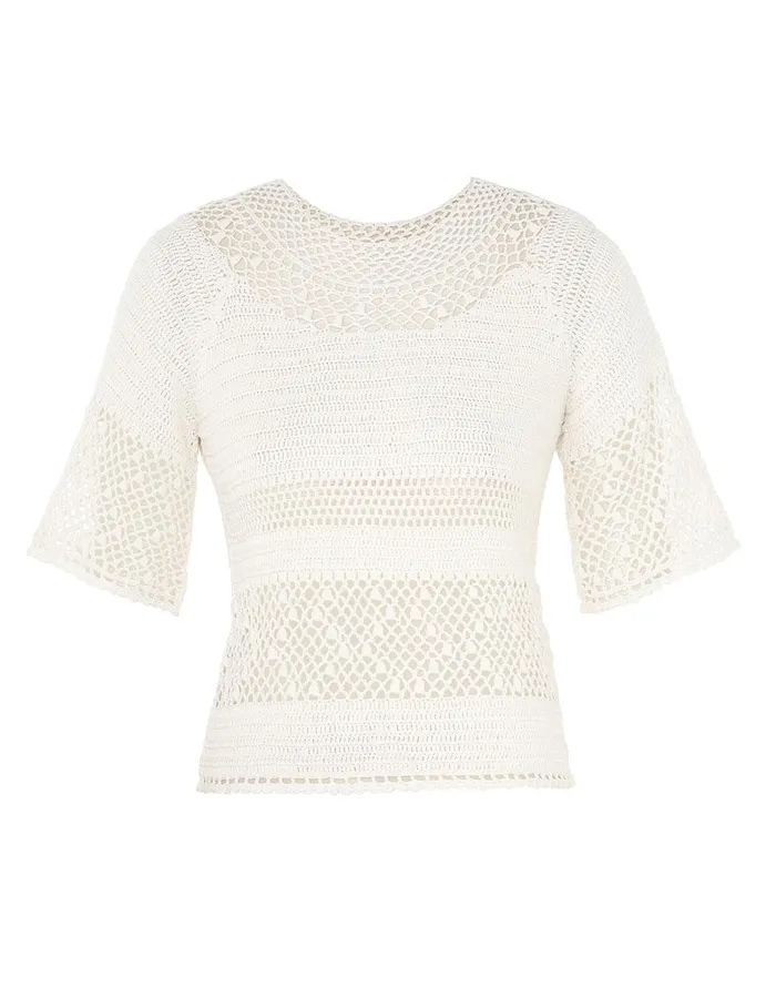 Women Knitwear Zimmermann Ottie Crochet Top Ivory