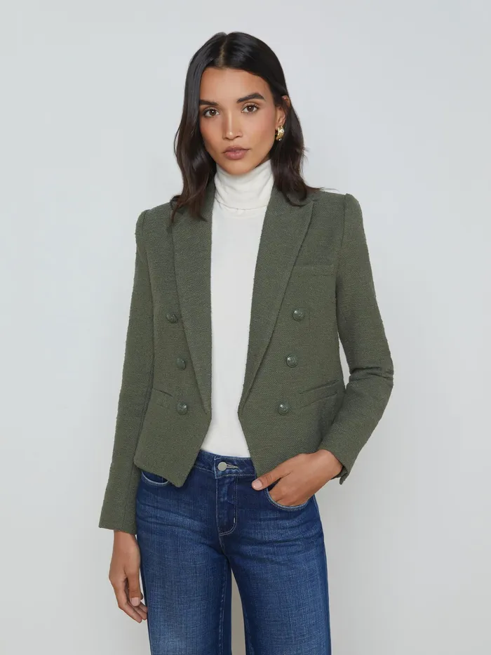 Women L039Agence Blazers and Jackets New Brooke OpenFront Blazer Beetle