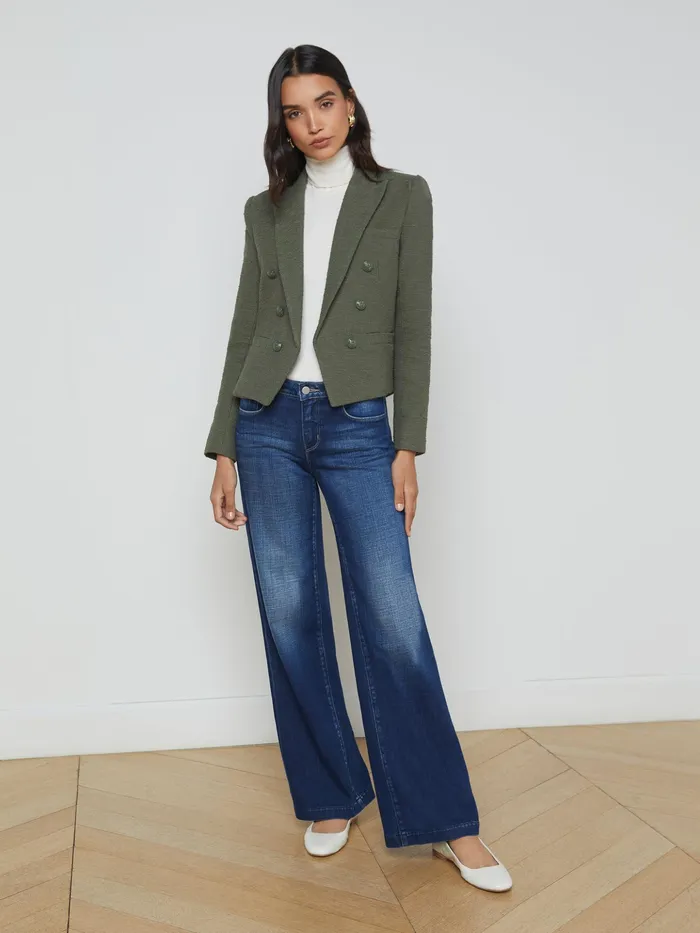 Women L039Agence Blazers and Jackets New Brooke OpenFront Blazer Beetle Women L039Agence Blazers and Jackets New Brooke OpenFront Blazer Beetle