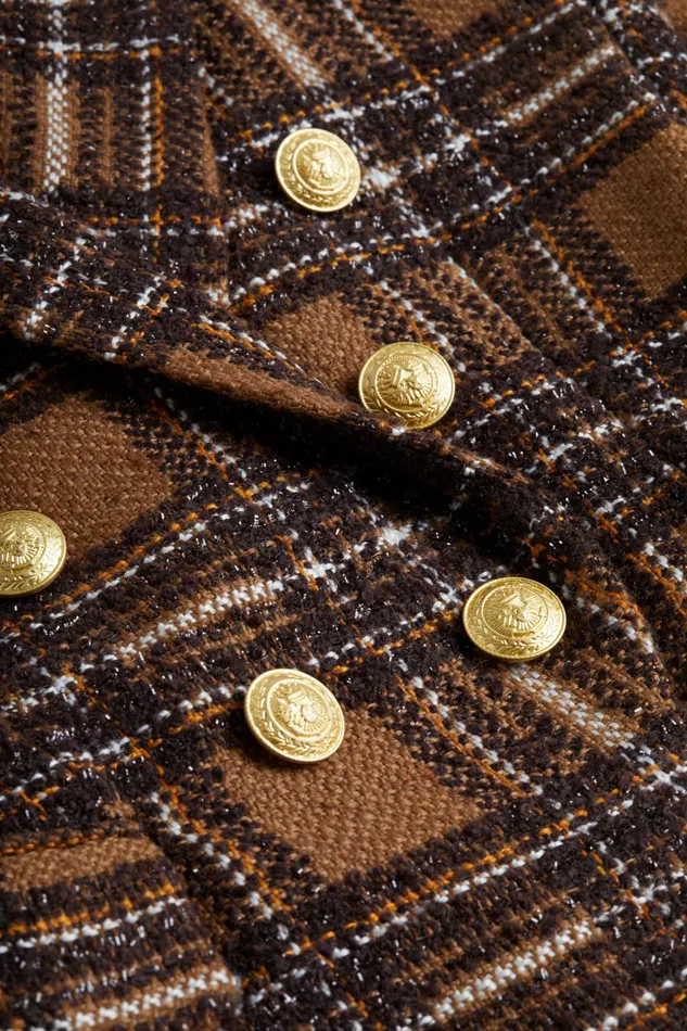 Women L039Agence Blazers and Jackets New Kenzie Tweed Blazer Brownyellow Plaid Women L039Agence Blazers and Jackets New Kenzie Tweed Blazer Brownyellow Plaid