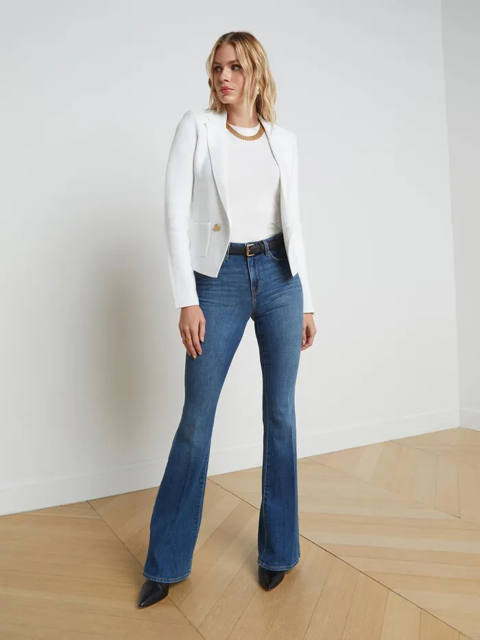 Women L039Agence Blazers and Jackets New Sofia Knit Blazer White