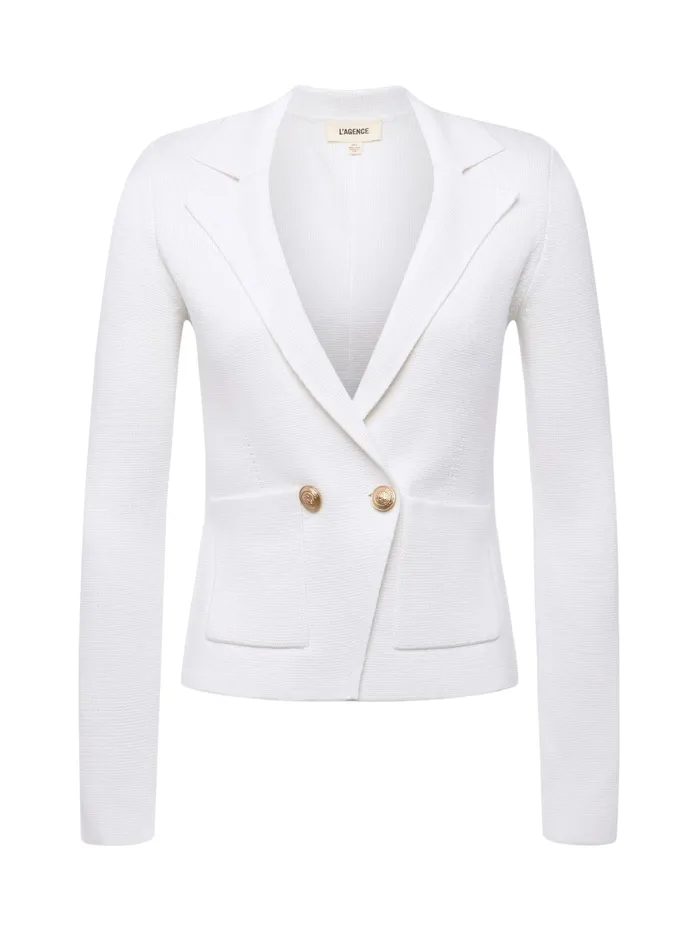 Women L039Agence Blazers and Jackets New Sofia Knit Blazer White