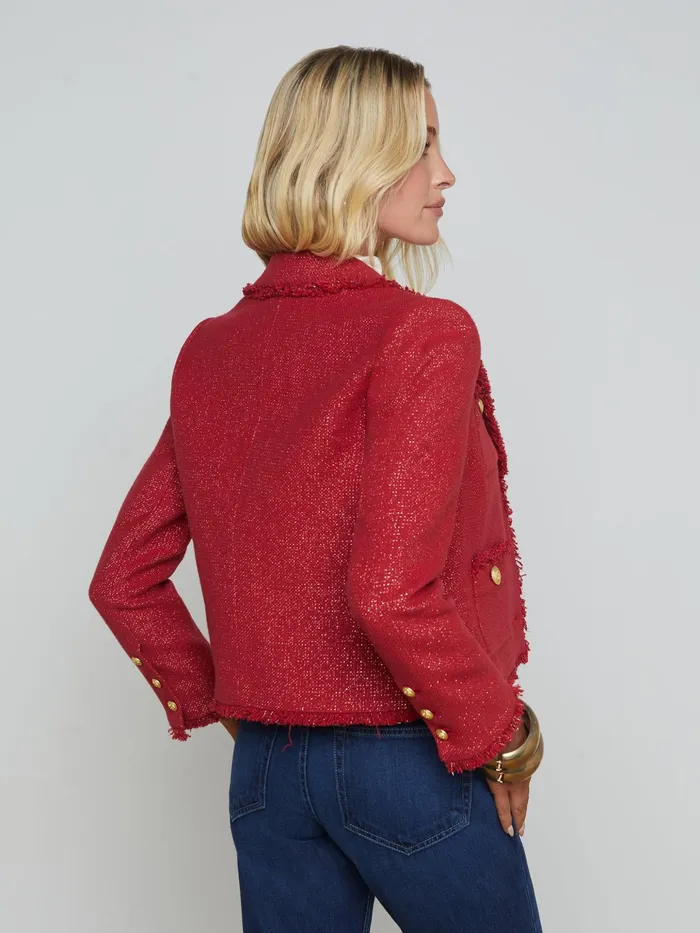Women L039Agence Blazers and Jackets New Sylvia Collared Jacket Garnet Redcopper Women L039Agence Blazers and Jackets New Sylvia Collared Jacket Garnet Redcopper
