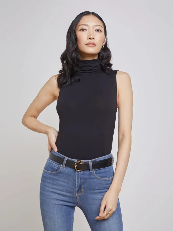 Women L039Agence Blouses and Tops Ceci Sleeveless Turtleneck Black