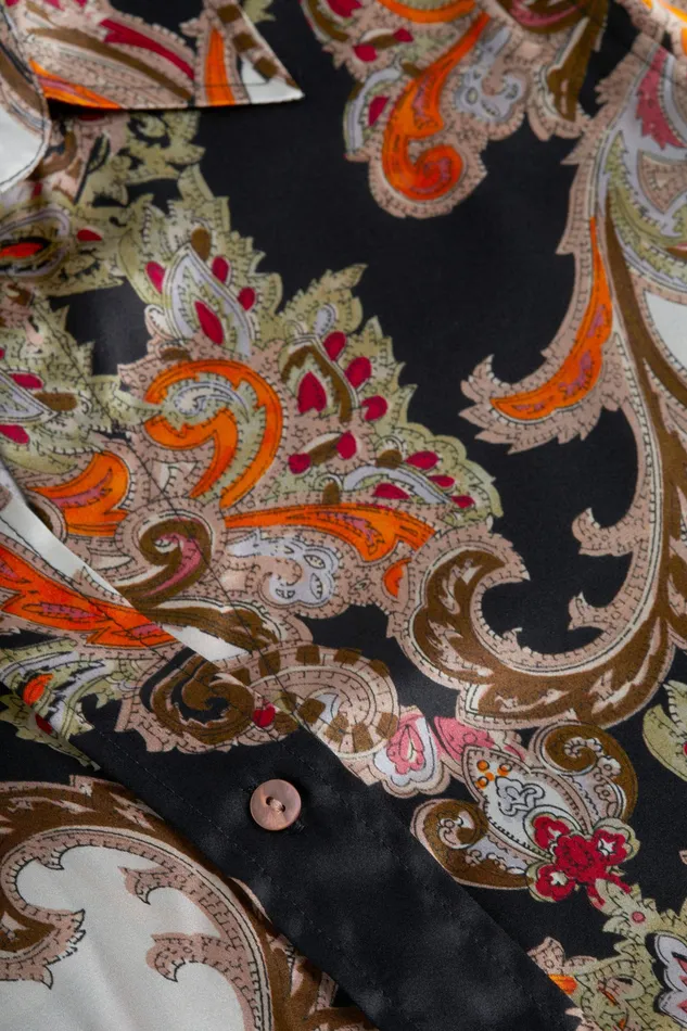 Women L039Agence Blouses and Tops Dani Silk Blouse Tonal Tan Paisley Medallion