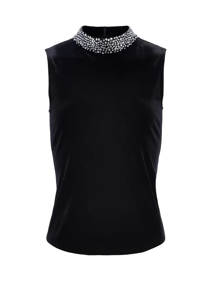 Women L039Agence Blouses and Tops Madelyn Embellished Velvet Top Black Women L039Agence Blouses and Tops Madelyn Embellished Velvet Top Black