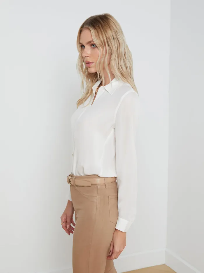 Women L039Agence Blouses and Tops Nina Silk Blouse Ivory Women L039Agence Blouses and Tops Nina Silk Blouse Ivory