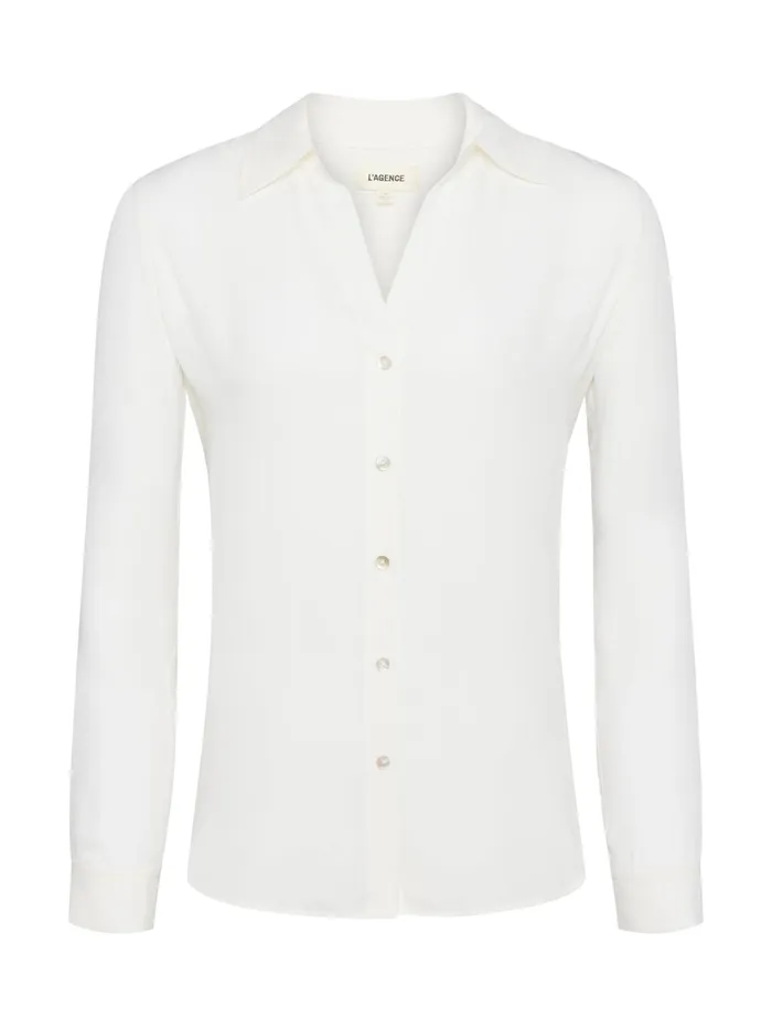 Women L039Agence Blouses and Tops Nina Silk Blouse Ivory Women L039Agence Blouses and Tops Nina Silk Blouse Ivory