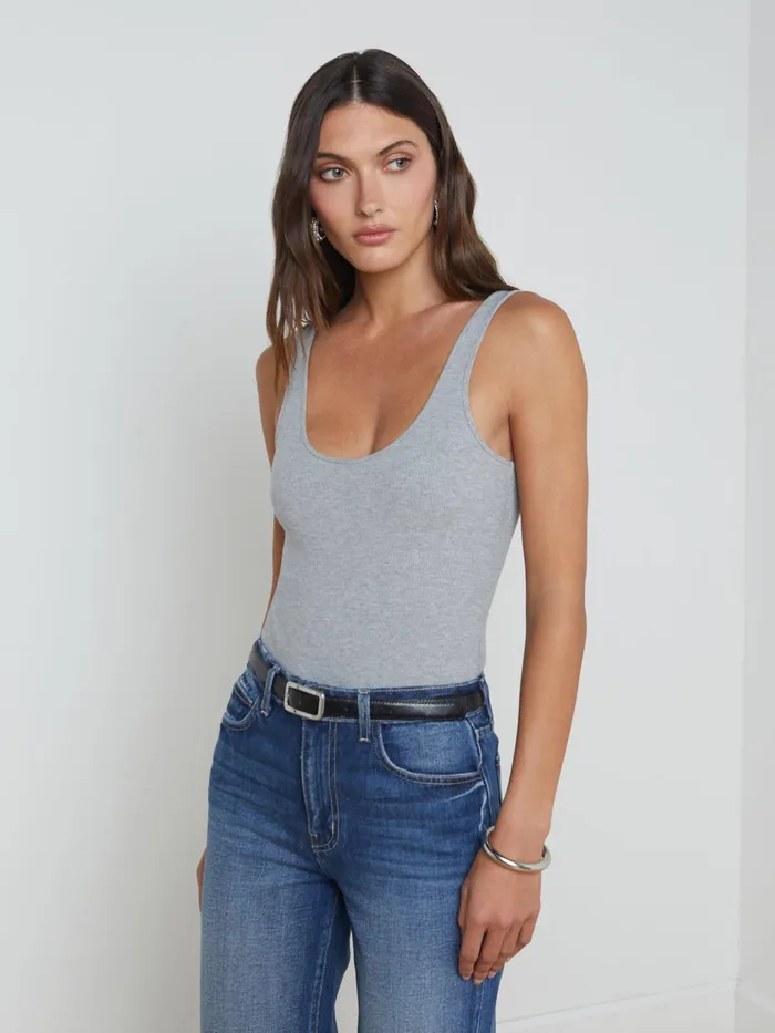 Women L039Agence Camisoles and Tanks Nica Scoopneck Bodysuit Heather Grey Women L039Agence Camisoles and Tanks Nica Scoopneck Bodysuit Heather Grey