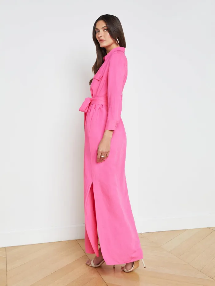 Women L039Agence Dresses and Jumpsuits Cameron LinenBlend Shirt Dress Berry Pink Women L039Agence Dresses and Jumpsuits Cameron LinenBlend Shirt Dress Berry Pink