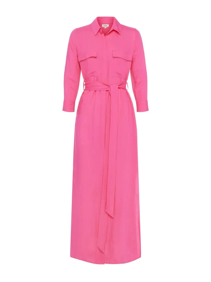Women L039Agence Dresses and Jumpsuits Cameron LinenBlend Shirt Dress Berry Pink Women L039Agence Dresses and Jumpsuits Cameron LinenBlend Shirt Dress Berry Pink