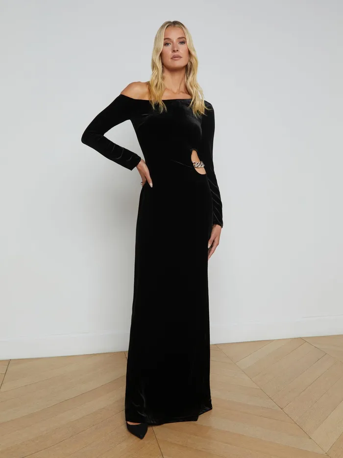 Women L039Agence Dresses and Jumpsuits Seren Velvet Cutout Dress Black