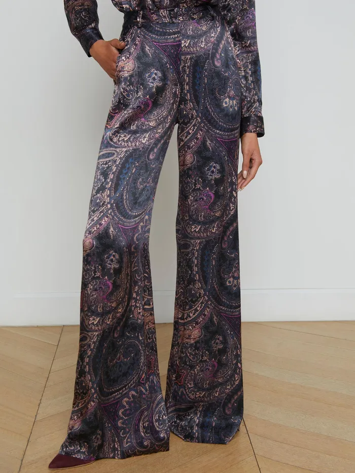 Women L039Agence Pants Pilar WideLeg Pant Plum Multi Boute Paisley Women L039Agence Pants Pilar WideLeg Pant Plum Multi Boute Paisley