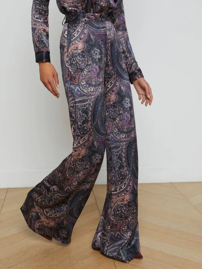 Women L039Agence Pants Pilar WideLeg Pant Plum Multi Boute Paisley Women L039Agence Pants Pilar WideLeg Pant Plum Multi Boute Paisley