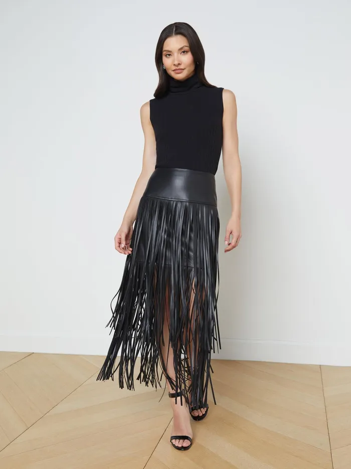 Women L039Agence Skirts Karolina Fringe Skirt Black