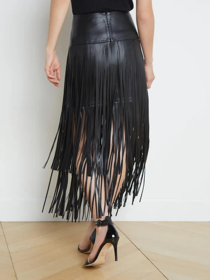 Women L039Agence Skirts Karolina Fringe Skirt Black Women L039Agence Skirts Karolina Fringe Skirt Black
