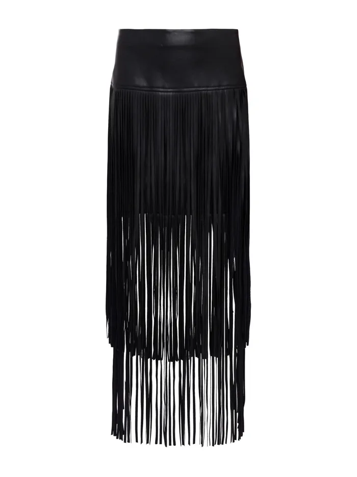 Women L039Agence Skirts Karolina Fringe Skirt Black Women L039Agence Skirts Karolina Fringe Skirt Black