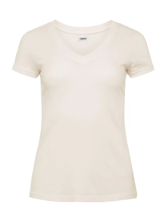 Women L039Agence Tees Becca Cotton VNeck Tee Vintage White Women L039Agence Tees Becca Cotton VNeck Tee Vintage White