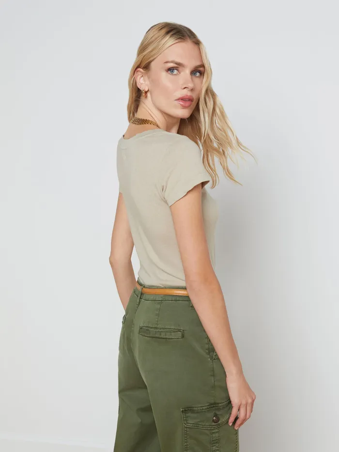 Women L039Agence Tees Cory Cotton Scoopneck Tee Biscuit Women L039Agence Tees Cory Cotton Scoopneck Tee Biscuit