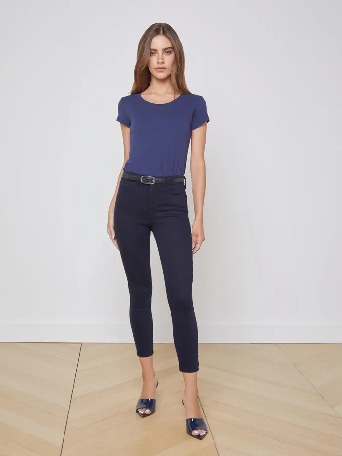 Women L039Agence Tees Cory Cotton Scoopneck Tee Navy