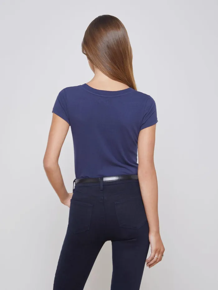 Women L039Agence Tees Cory Cotton Scoopneck Tee Navy