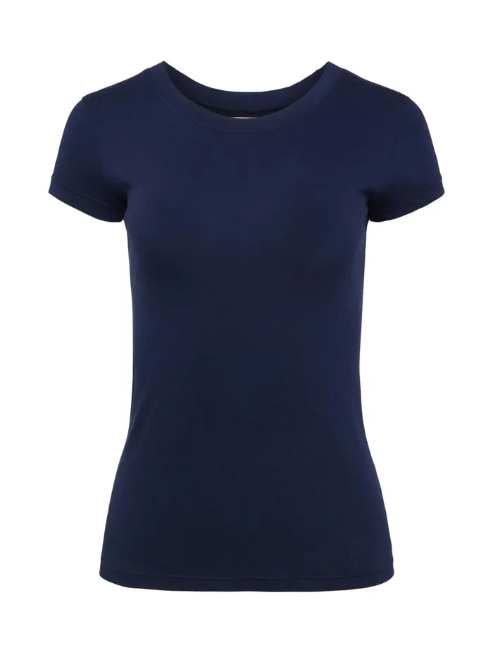 Women L039Agence Tees Cory Cotton Scoopneck Tee Navy