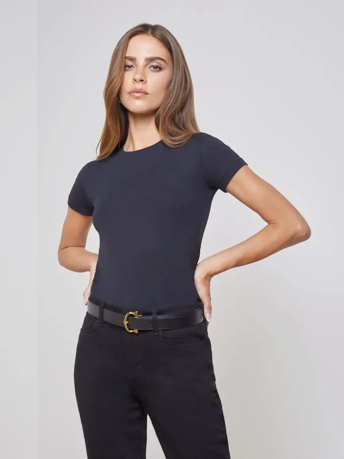 Women L039Agence Tees Ressi Fitted Tee Black Micro Modal