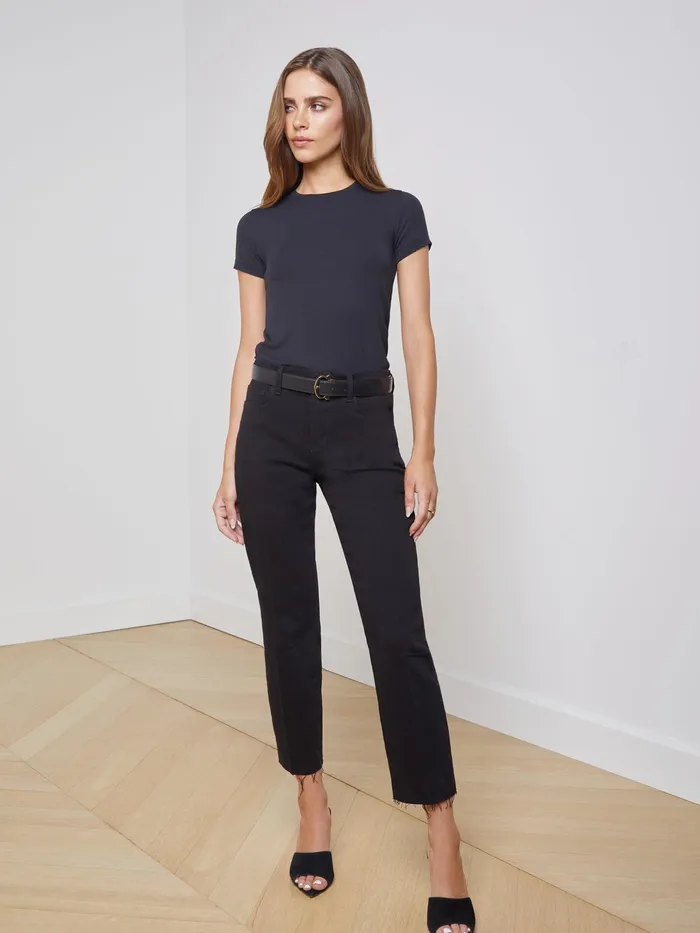 Women L039Agence Tees Ressi Fitted Tee Black Micro Modal Women L039Agence Tees Ressi Fitted Tee Black Micro Modal