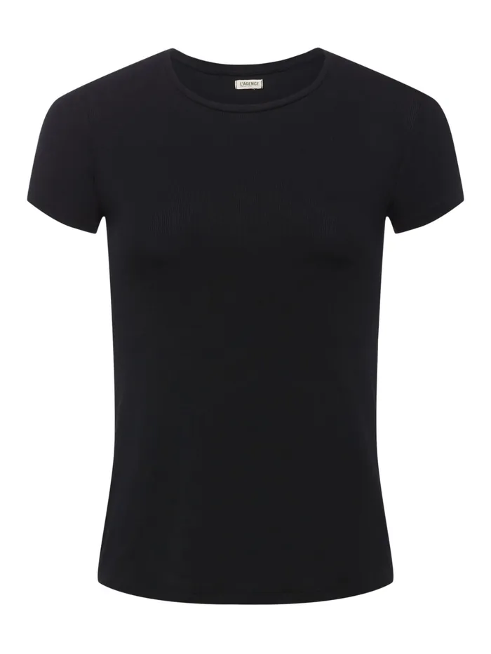 Women L039Agence Tees Ressi Fitted Tee Black Micro Modal Women L039Agence Tees Ressi Fitted Tee Black Micro Modal