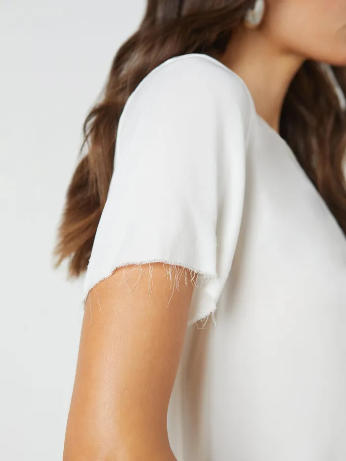 Women L039Agence Tees Suzette Silk RawHem Tee White Women L039Agence Tees Suzette Silk RawHem Tee White
