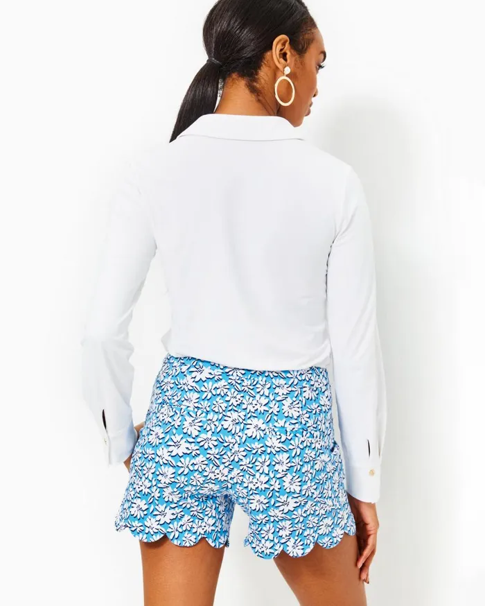 Women Lilly Pulitzer Bottoms 5034 Buttercup Mid Rise Short Roxie Pink Wave N Sea