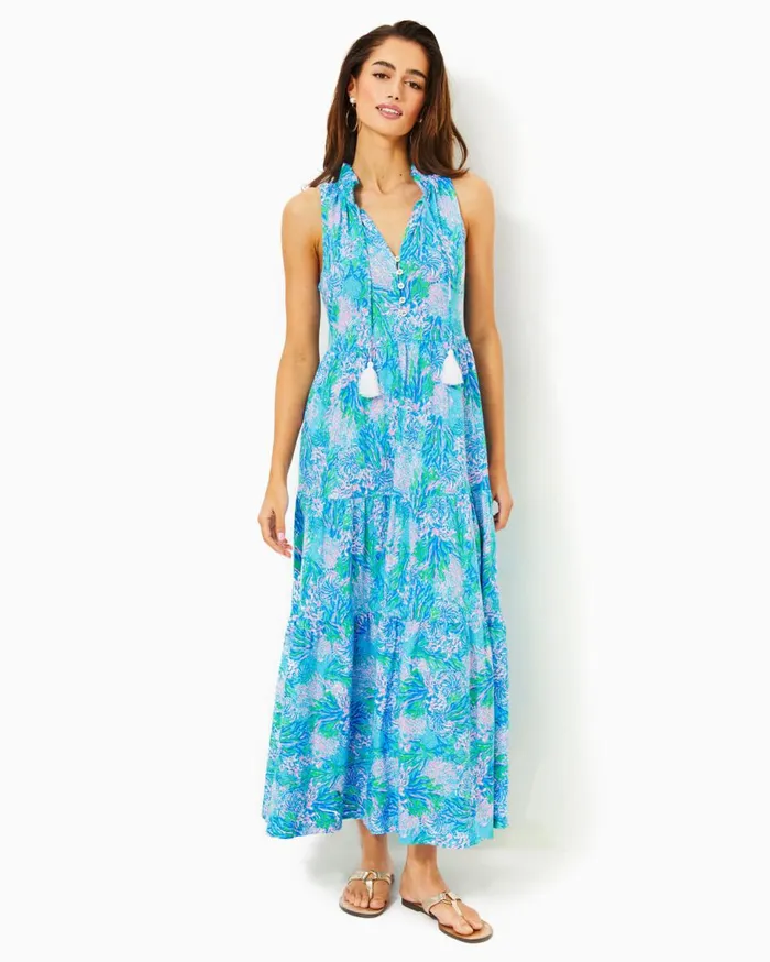 Women Lilly Pulitzer Dresses Malone Maxi Dress Las Olas Aqua Strong Current Sea Women Lilly Pulitzer Dresses Malone Maxi Dress Las Olas Aqua Strong Current Sea