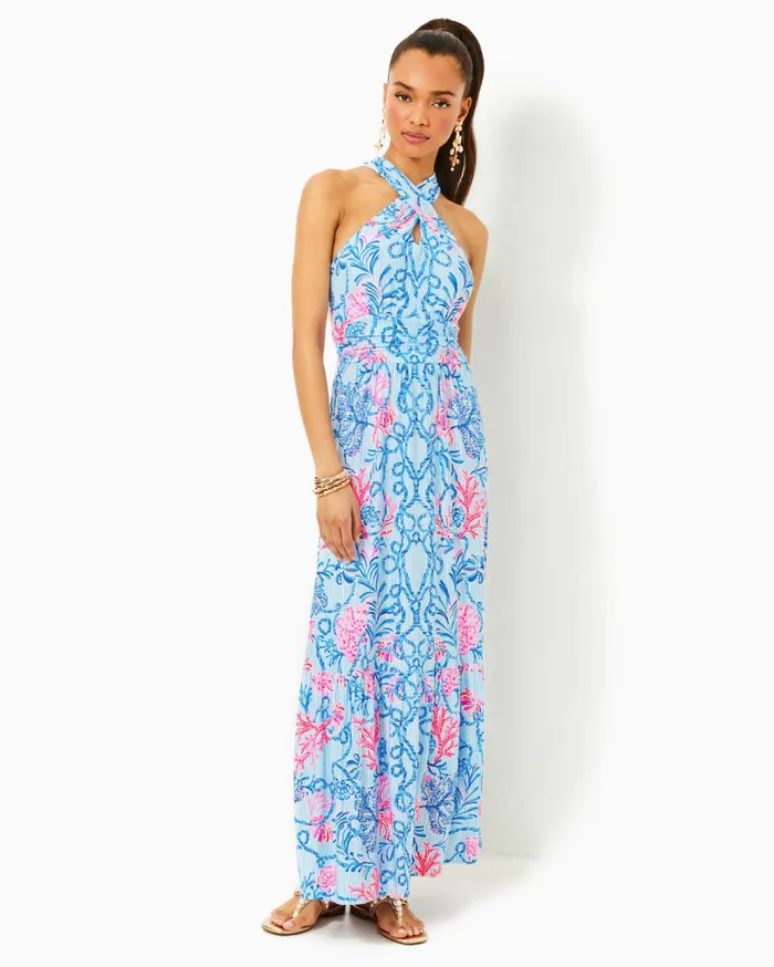 Women Lilly Pulitzer Dresses Malone Maxi Dress Las Olas Aqua Strong Current Sea Women Lilly Pulitzer Dresses Malone Maxi Dress Las Olas Aqua Strong Current Sea