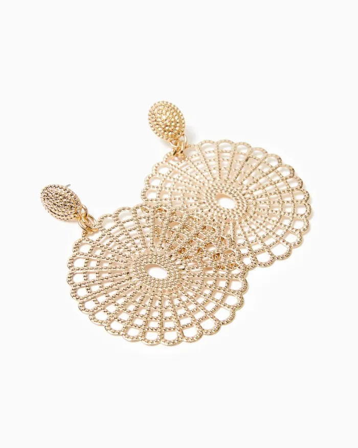 Women Lilly Pulitzer Jewelry Lilly Lace Statement Earrings Gold Metal Women Lilly Pulitzer Jewelry Lilly Lace Statement Earrings Gold Metal