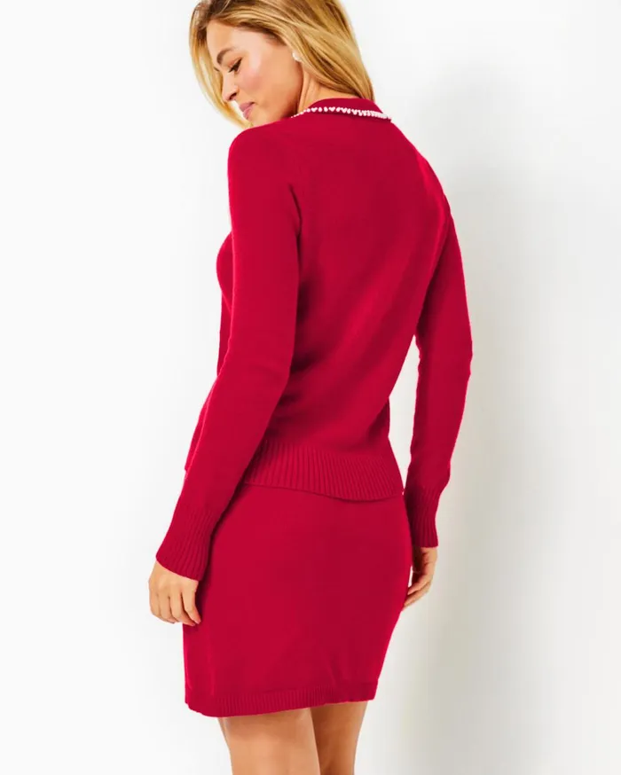 Women Lilly Pulitzer Matching Sets Lizona Sweater and Sweater Skirt Set Poinsettia Red Women Lilly Pulitzer Matching Sets Lizona Sweater and Sweater Skirt Set Poinsettia Red