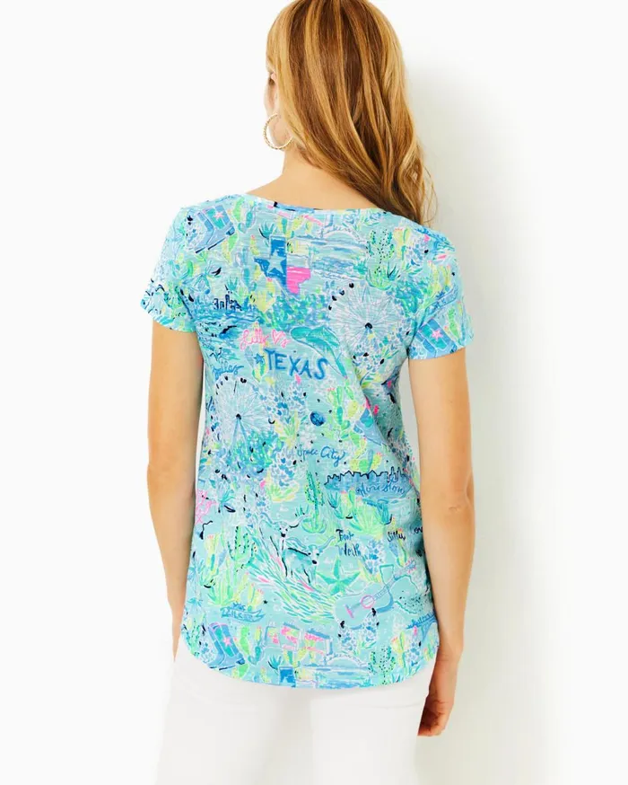 Women Lilly Pulitzer Tops Etta VNeck Top Whisper Blue Lilly Loves Nantucket
